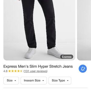Express Men's Black Slim Hyper Stretch Jeans